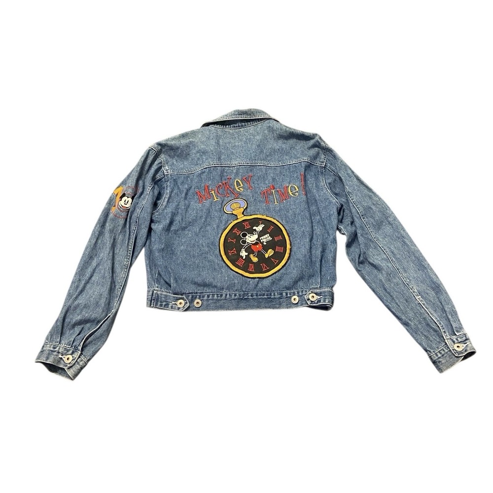 Vintage 90s Disney Mickey & Co Mickey Time Classic Denim Jean Jacket‎ Size S/M*